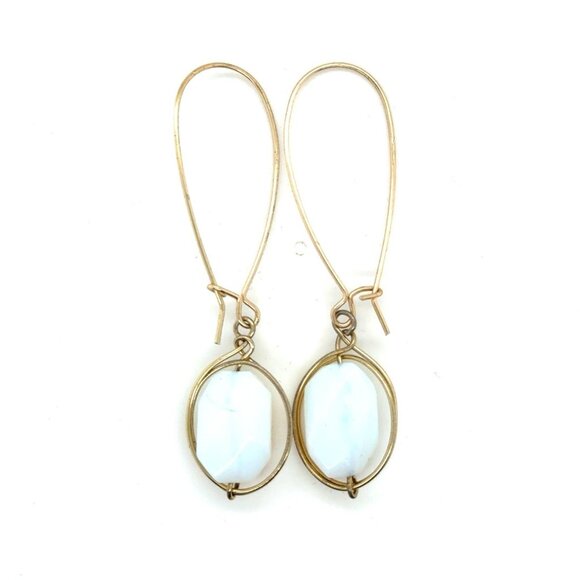 White Stone Dangle Earrings - Picture 1 of 5